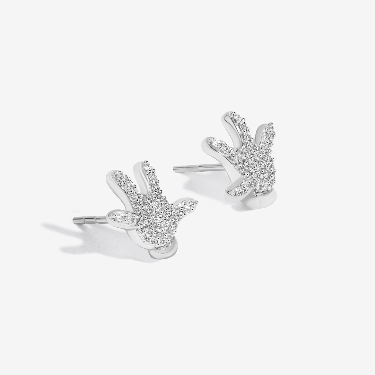 Disney Mickey Mouse Inspired Diamond Mickey Hands Stud Earrings in