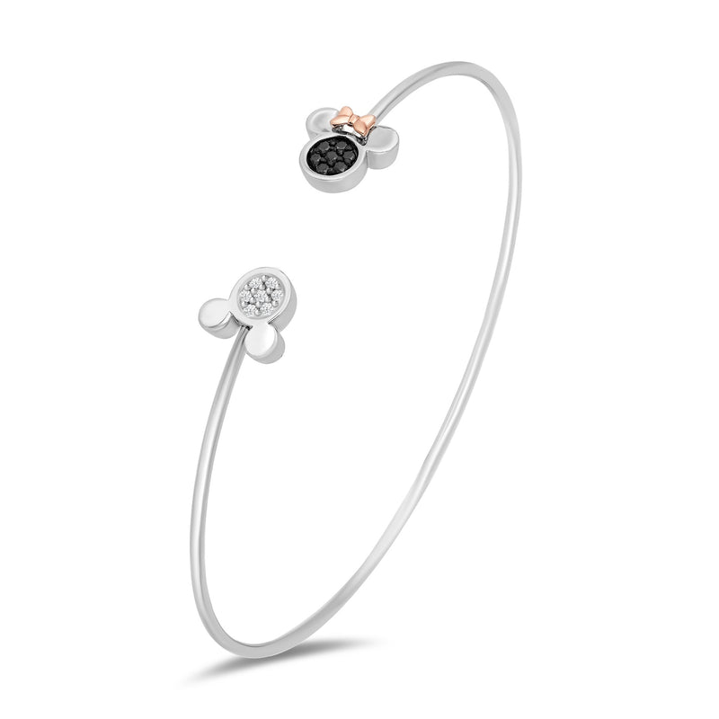 Women's Bangle Bracelet with 1/5 CT.TW. Diamonds in 14K Rose Gold over Sterling Silver and Black Rhodium 