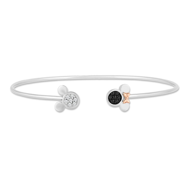 Women's Bangle Bracelet with 1/5 CT.TW. Diamonds in 14K Rose Gold over Sterling Silver and Black Rhodium 