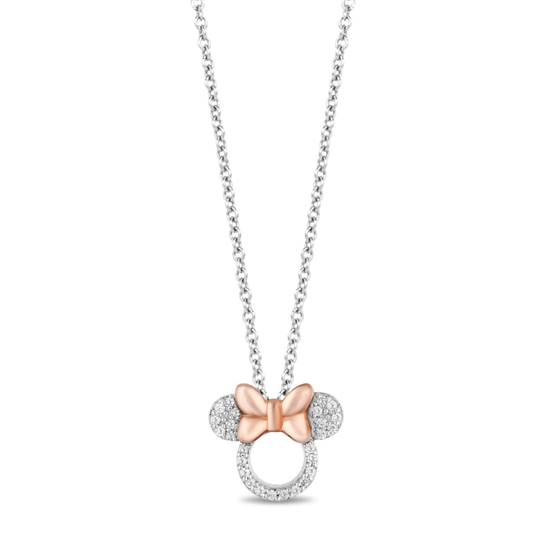 Women's Necklace with 1/10 CT.TW. Diamonds in 14K Rose Gold over Sterling Silver 