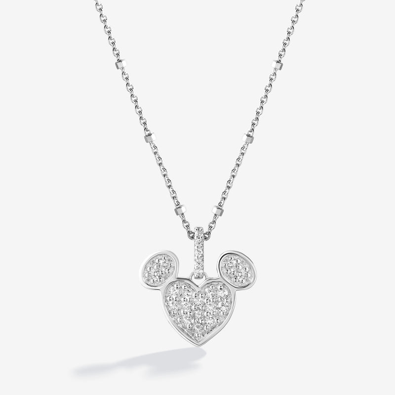 Vanilla Ice White Topaz and Accent Diamonds Mickey Heart Necklace 