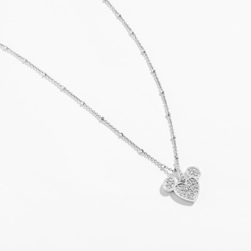 Vanilla Ice White Topaz and Accent Diamonds Mickey Heart Necklace 
