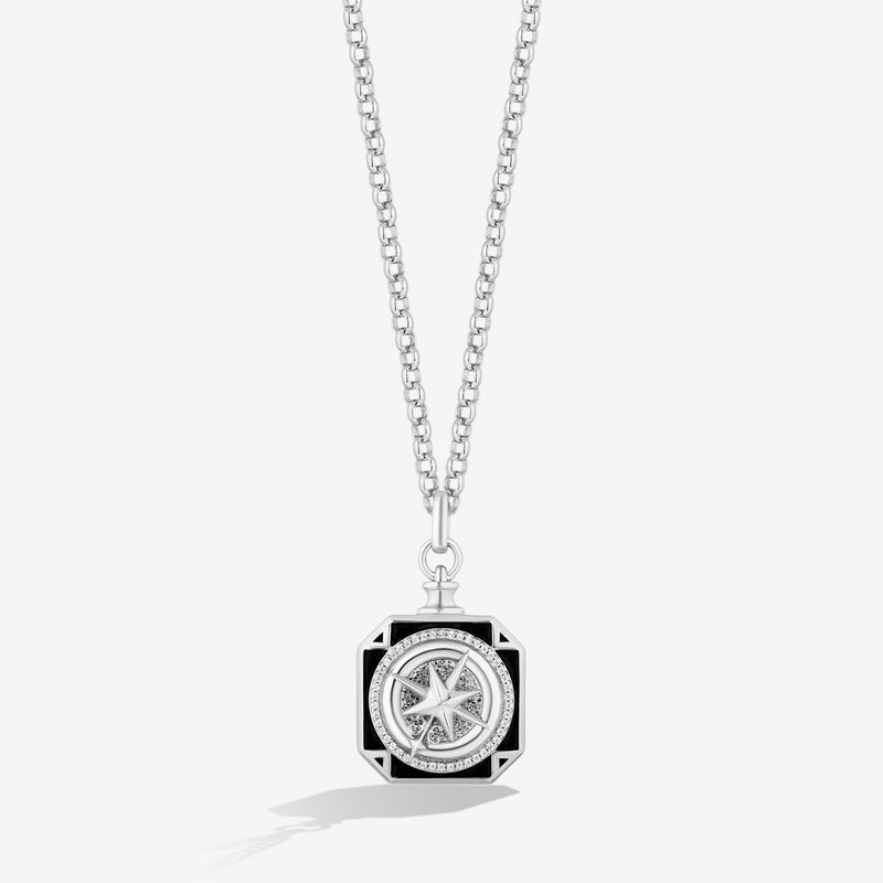 Women's Necklace with 1/10 CT.TW. Diamonds in Sterling Silver and Black Rhodium 