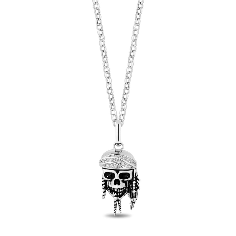 Women's Necklace with 1/8 CT.TW. Diamonds in Sterling Silver and Black Rhodium 