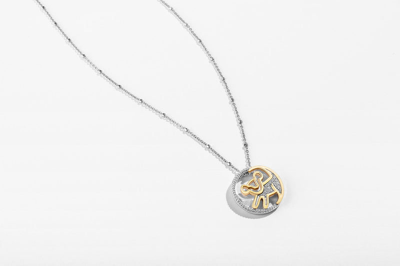 Lion King Women's necklace with 1/10 CTTW Diamonds in 14K Yellow Gold over Sterling Silver 