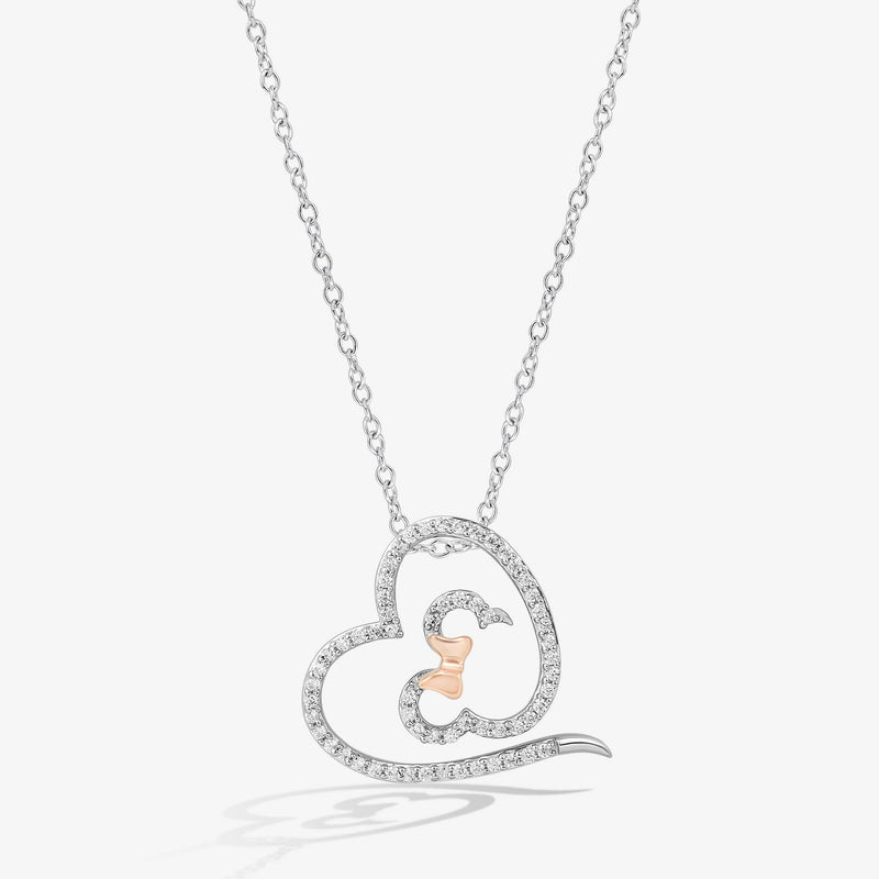 Women's Necklace with 1/4 CT.TW. Diamonds in 14K Rose Gold over Sterling Silver 