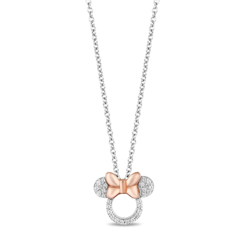 Women's Necklace with 1/10 CT.TW. Diamonds in 14K Rose Gold over Sterling Silver 