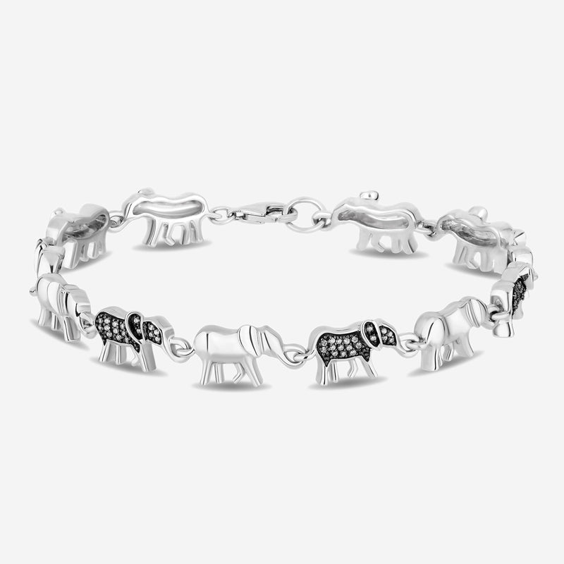 Lion King Women's Bracelet with 1/4 CT.TW. Diamonds in Sterling Silver and Black Rhodium 