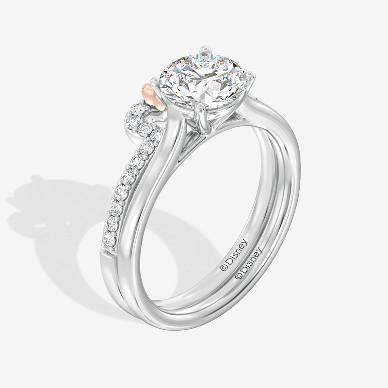 Minnie Mouse Women's Set of 2 Engagement Ring with Lab Grown Diamonds in 14K Gold 