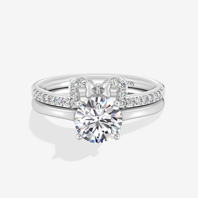 Minnie Mouse Women's Set of 2 Engagement Ring with Lab Grown Diamonds in 14K Gold 