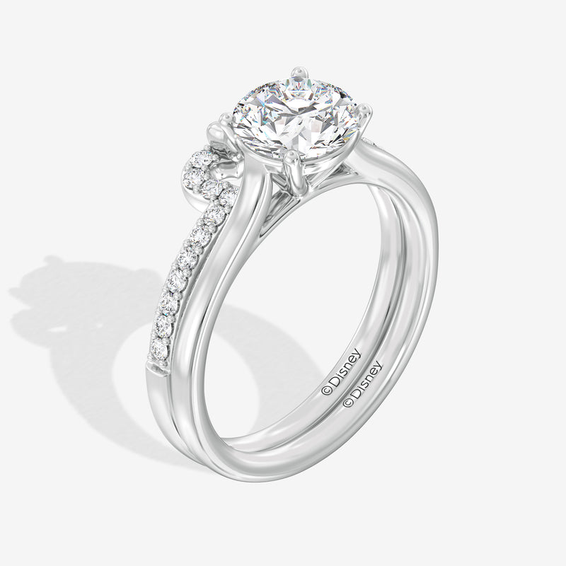 Minnie Mouse Women's Set of 2 Engagement Ring with Lab Grown Diamonds in 14K Gold 