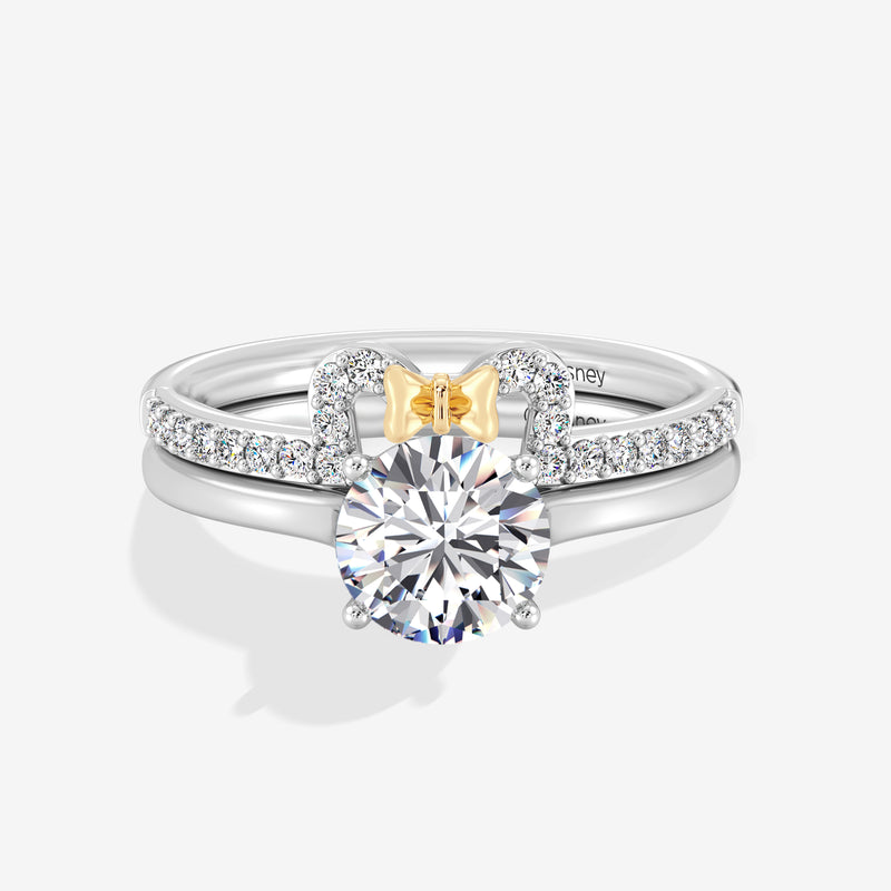 Minnie Mouse Women's Set of 2 Engagement Ring with Lab Grown Diamonds in 14K Gold 