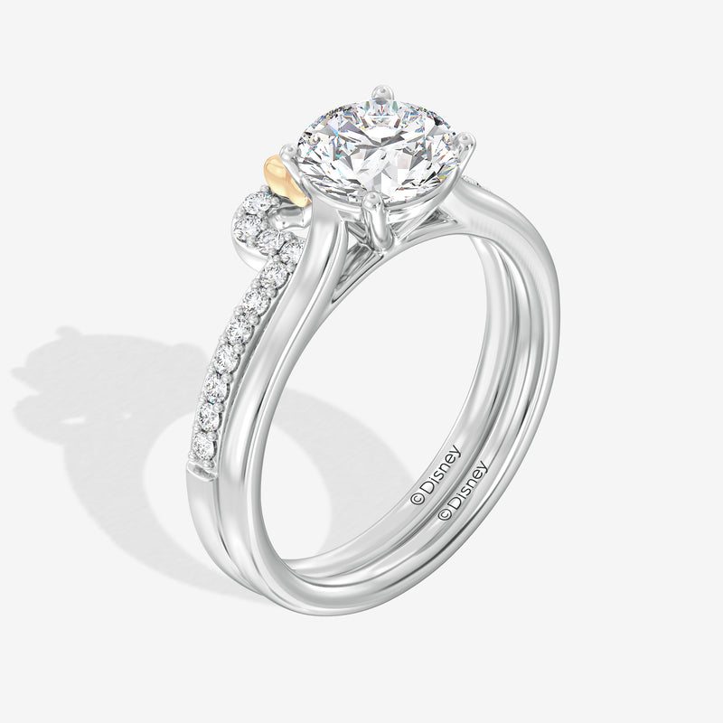 Minnie Mouse Women's Set of 2 Engagement Ring with Lab Grown Diamonds in 14K Gold 