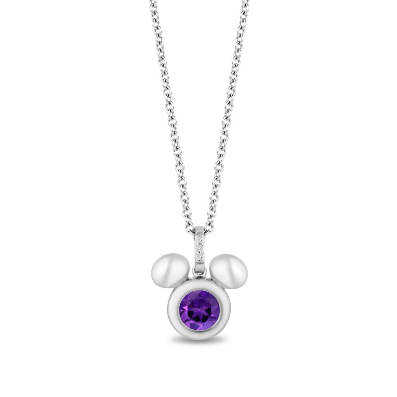 Women's Necklace with Amethyst and 1/20 CT.TW. Diamonds in Sterling Silver 