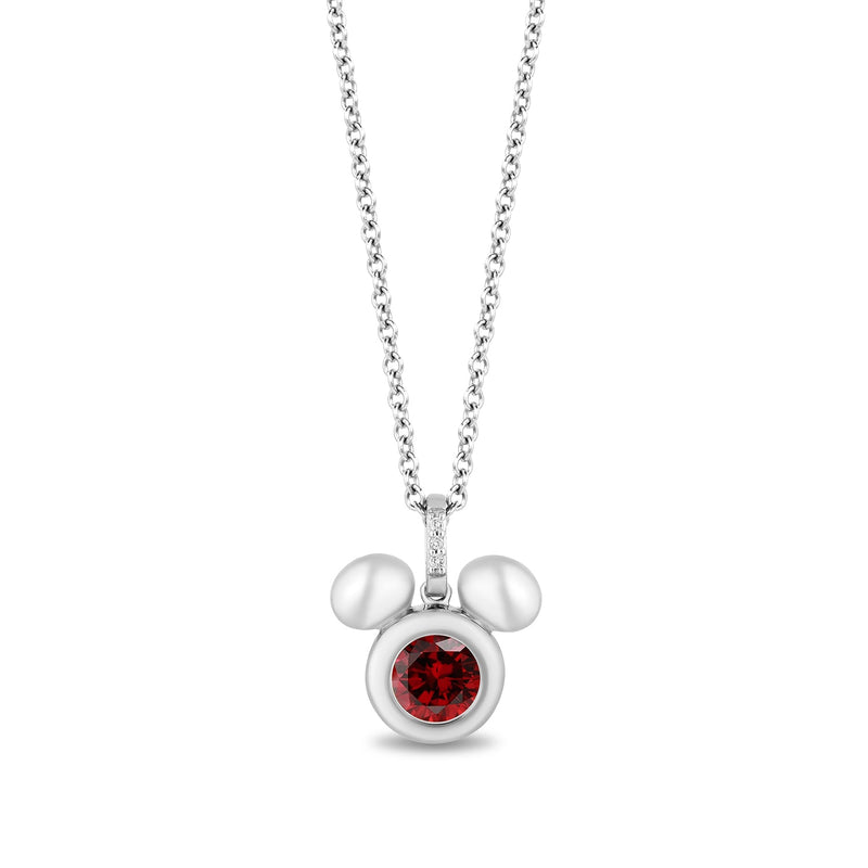 Women's Necklace with Garnet and 1/20 CT.TW. Diamonds in Sterling Silver 