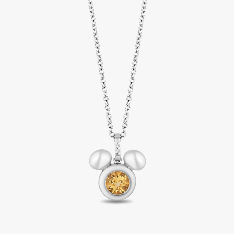 Women's Necklace with Citrine and 1/20 CT.TW. Diamonds in Sterling Silver 