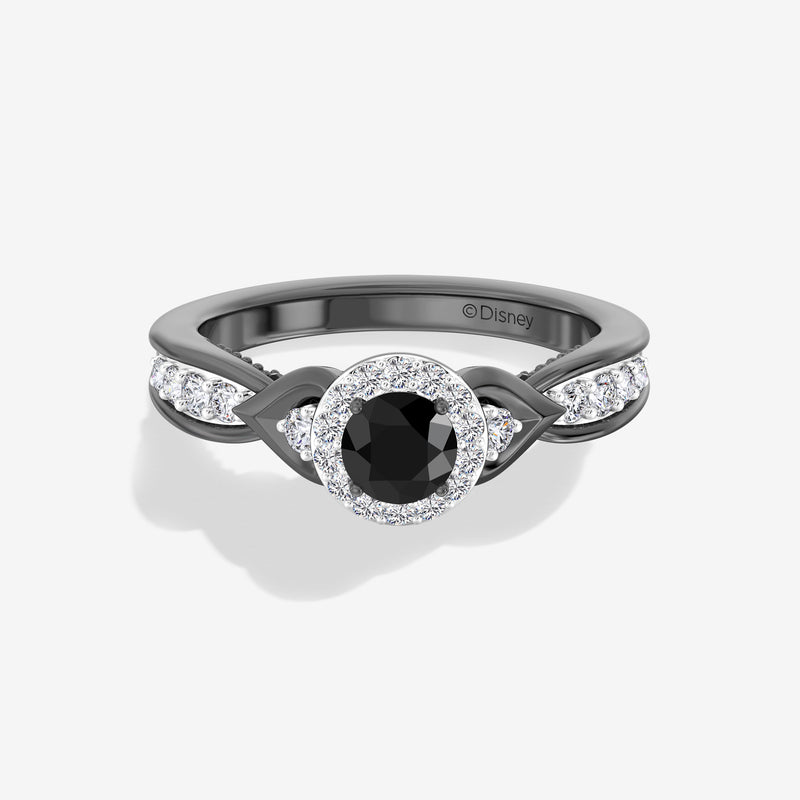 The Nightmare Before Christmas Women's Engagement Ring with 1 CT.TW. Black and White Diamonds in Black Rhodium over 14K White Gold 