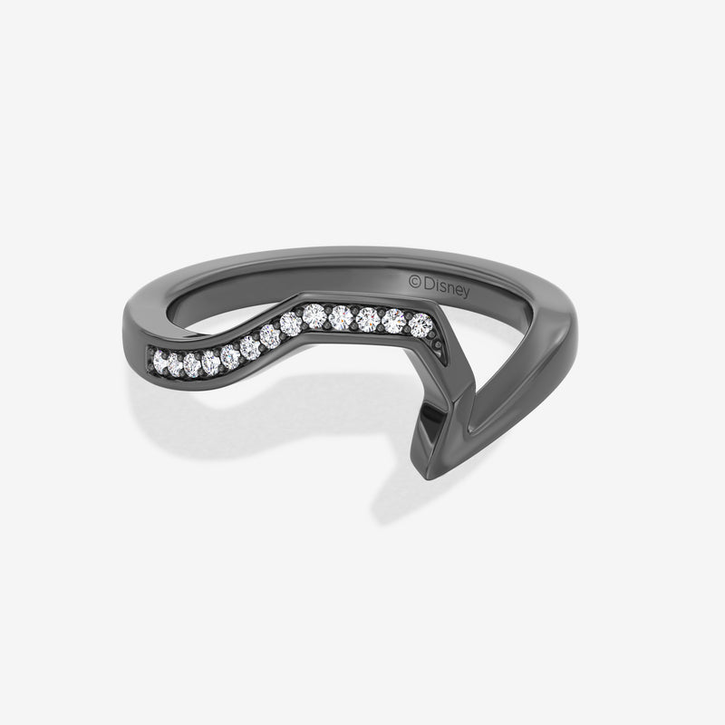 The Nightmare Before Christmas Women's Engagement Band with 1/20 CT.TW. Diamonds in Black Rhodium over 14K White Gold 
