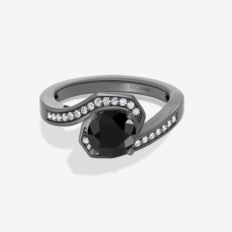 The Nightmare Before Christmas Women's Engagement Ring with 5/8 CT.TW. Black and White Diamonds in Black Rhodium over 14K White Gold 
