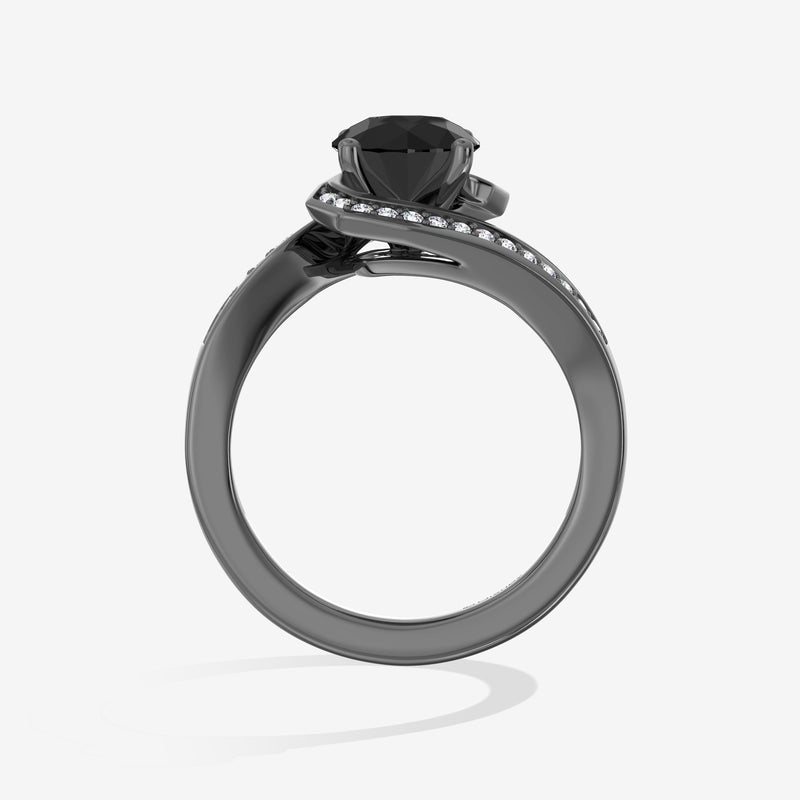 The Nightmare Before Christmas Women's Engagement Ring with 5/8 CT.TW. Black and White Diamonds in Black Rhodium over 14K White Gold 