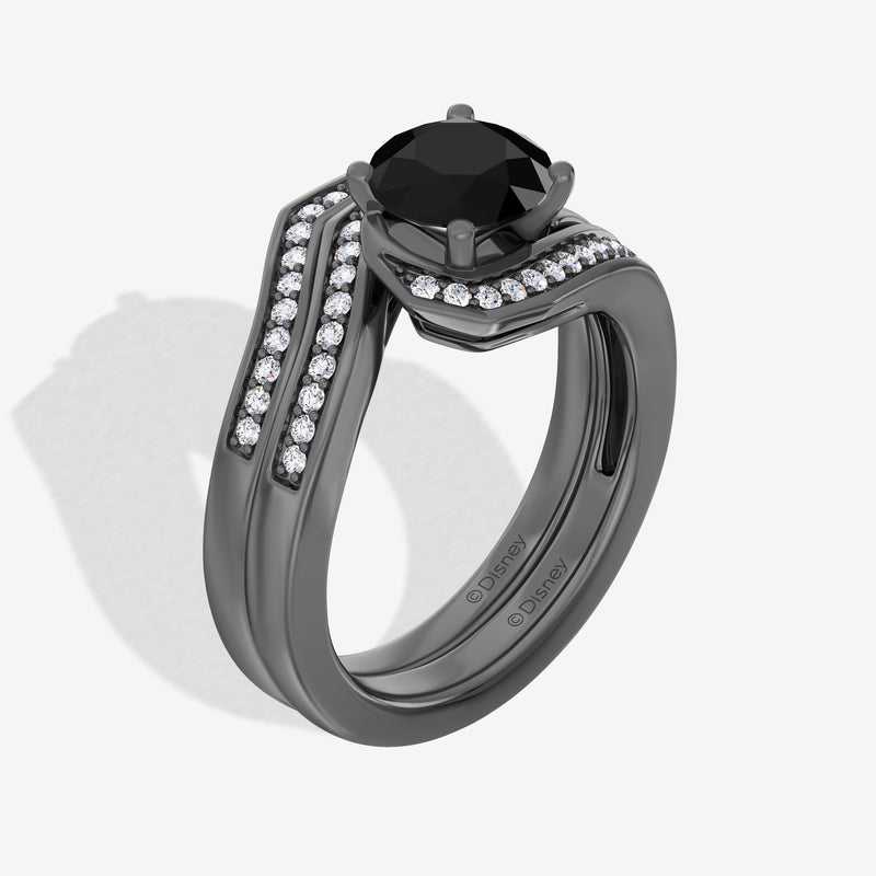 The Nightmare Before Christmas Women's Engagement Ring with 5/8 CT.TW. Black and White Diamonds in Black Rhodium over 14K White Gold 