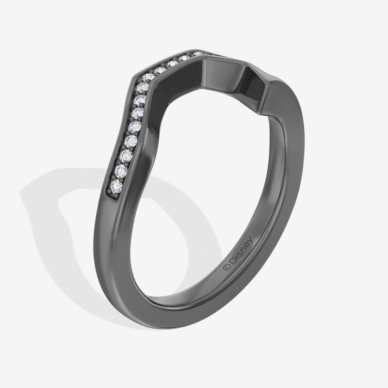The Nightmare Before Christmas Women's Engagement Band with 1/20 CT.TW. Diamonds in Black Rhodium over 14K White Gold 