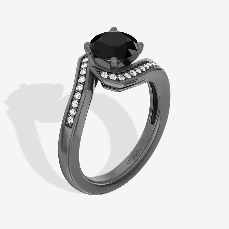 The Nightmare Before Christmas Women's Engagement Ring with 5/8 CT.TW. Black and White Diamonds in Black Rhodium over 14K White Gold 