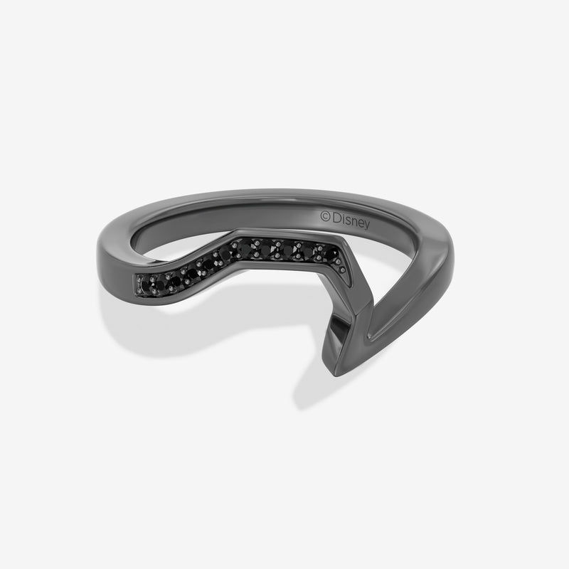 The Nightmare Before Christmas Women's Engagement Band with 1/20 CT.TW. Black Diamonds in Black Rhodium over 14K White Gold 