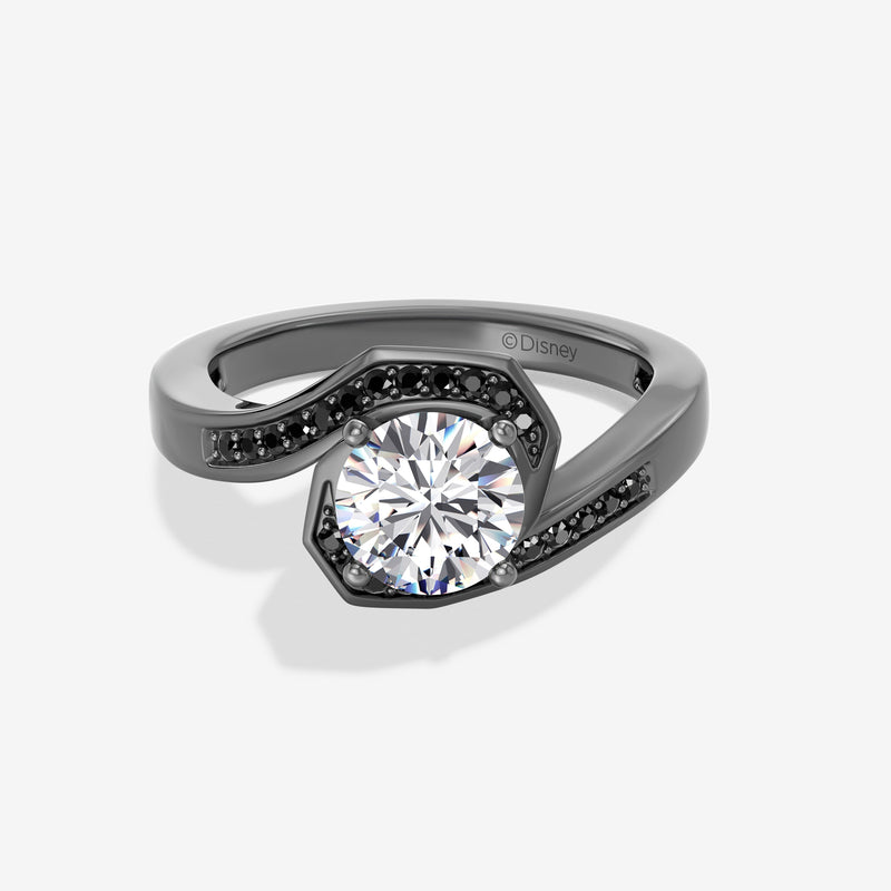 The Nightmare Before Christmas Women's Engagement Ring with 5/8 CT.TW. Black and White Diamonds in Black Rhodium over 14K White Gold 