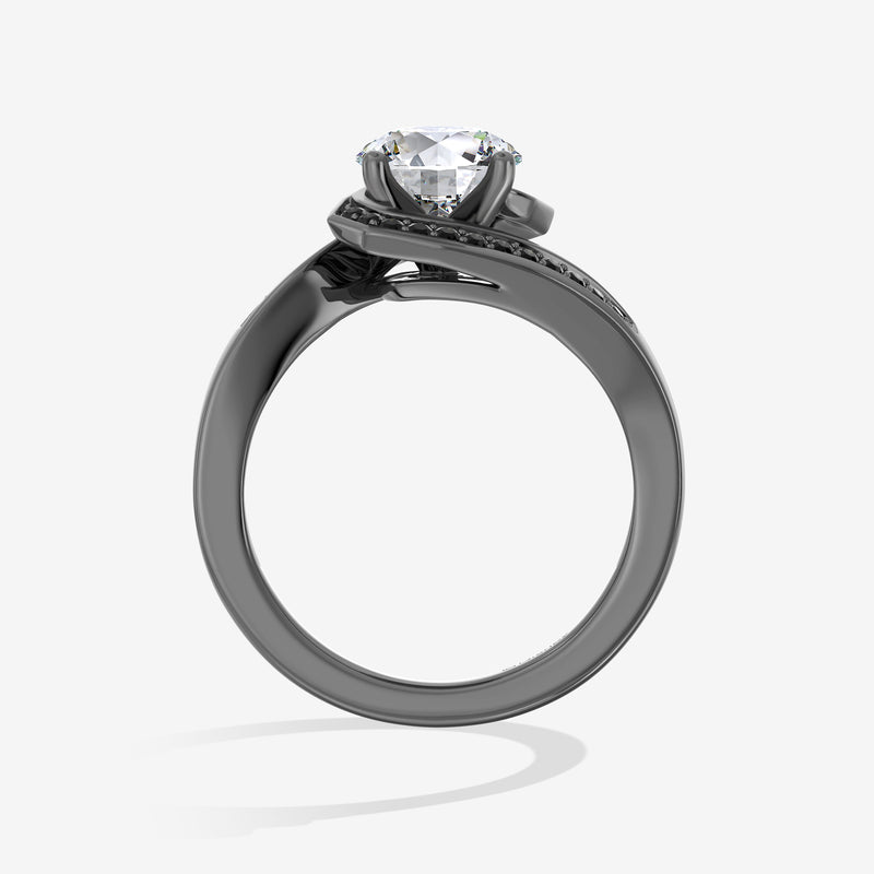 The Nightmare Before Christmas Women's Engagement Ring with 5/8 CT.TW. Black and White Diamonds in Black Rhodium over 14K White Gold 
