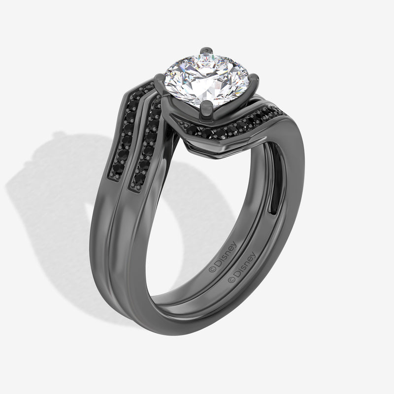 The Nightmare Before Christmas Women's Engagement Band with 1/20 CT.TW. Black Diamonds in Black Rhodium over 14K White Gold 