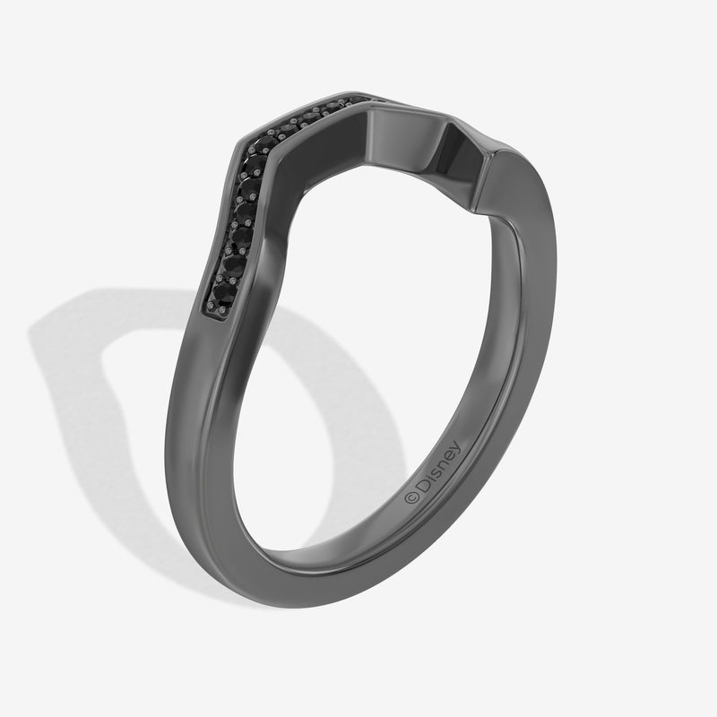 The Nightmare Before Christmas Women's Engagement Band with 1/20 CT.TW. Black Diamonds in Black Rhodium over 14K White Gold 