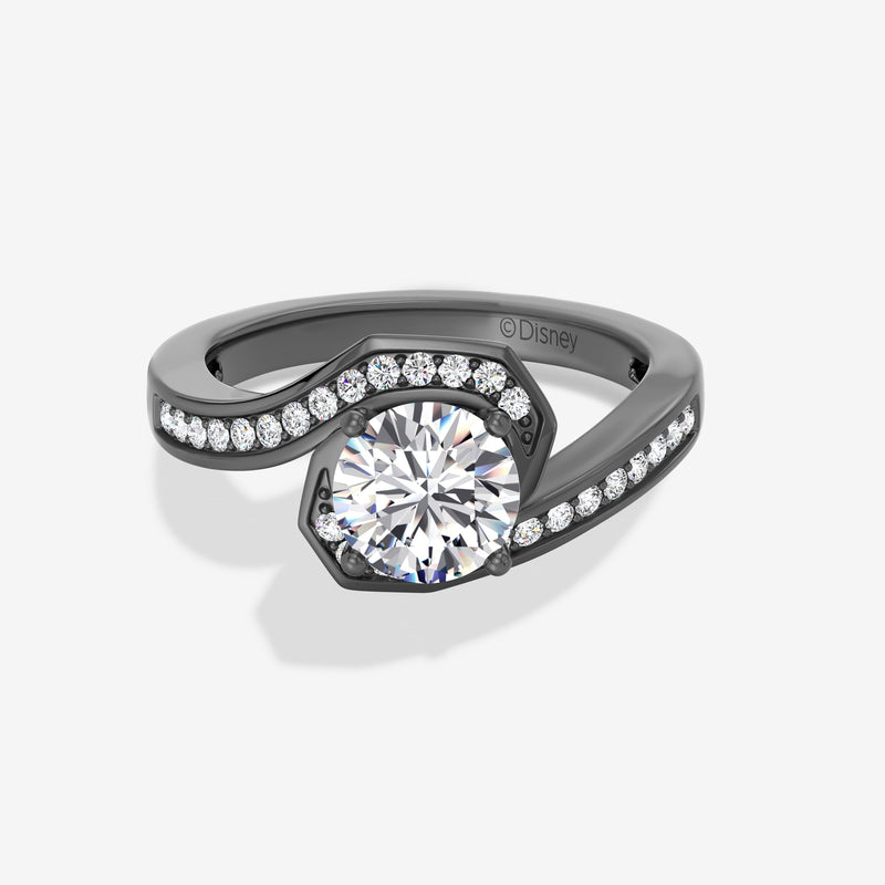 The Nightmare Before Christmas Women's Engagement Ring with Lab Grown Diamonds in Black Rhodium over 14K White Gold 