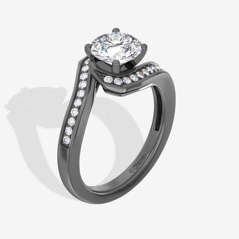 The Nightmare Before Christmas Women's Engagement Ring with Lab Grown Diamonds in Black Rhodium over 14K White Gold 