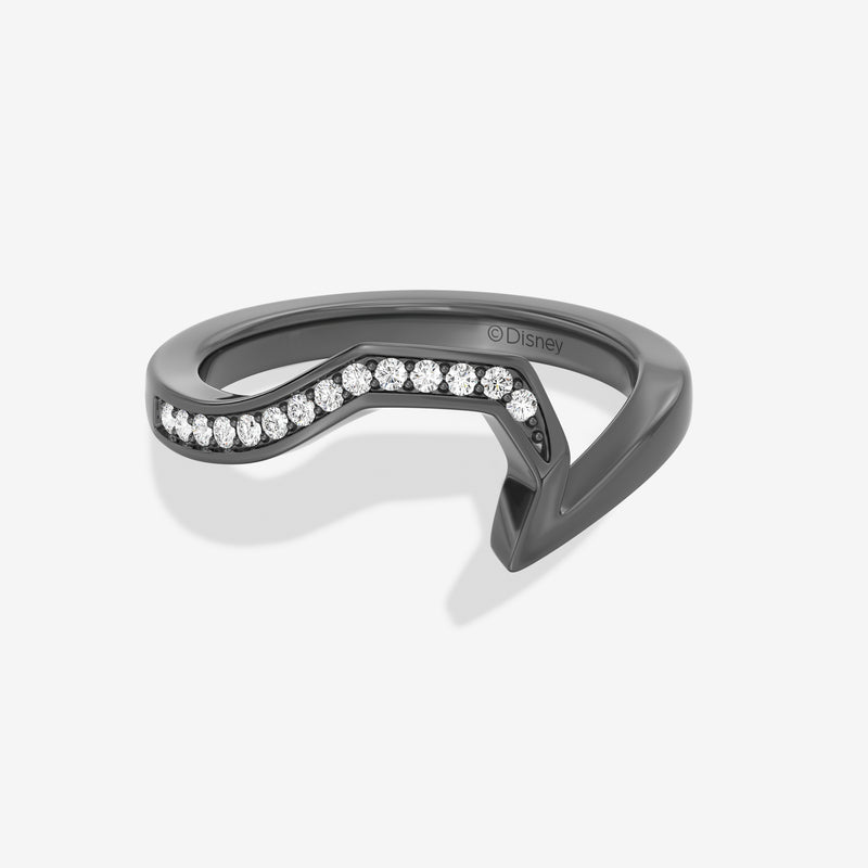 The Nightmare Before Christmas Women's Engagement Band with 1/8 CT.TW.Lab Grown Diamonds in Black Rhodium over 14K White Gold 