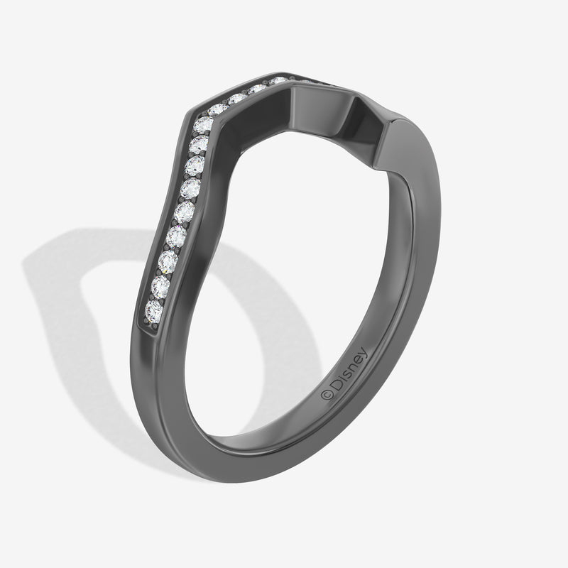 The Nightmare Before Christmas Women's Engagement Band with 1/8 CT.TW.Lab Grown Diamonds in Black Rhodium over 14K White Gold 
