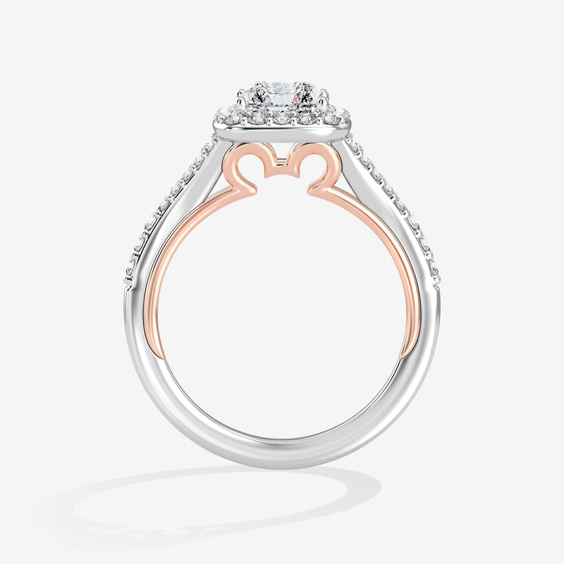 Mickey Mouse Women's Engagement Ring with Lab Grown Diamonds in 14K Gold 