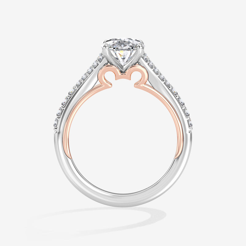 Mickey Mouse Women's Engagement Ring with Lab Grown Diamonds in 14K Gold 