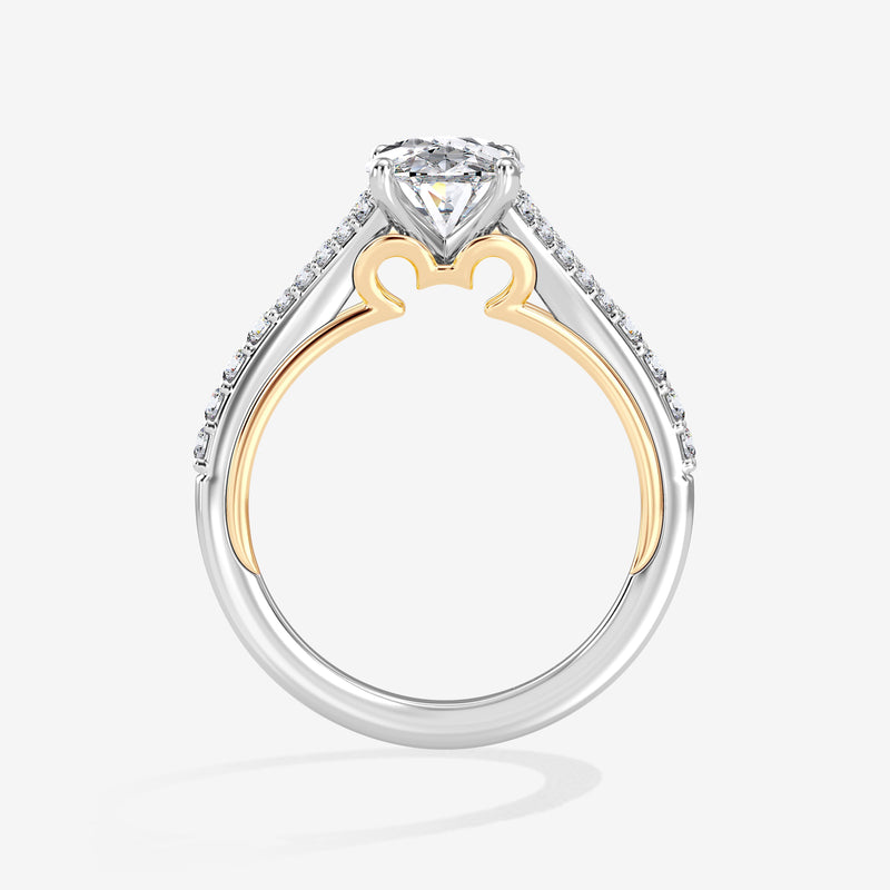 Mickey Mouse Women's Engagement Ring with Lab Grown Diamonds in 14K Gold 