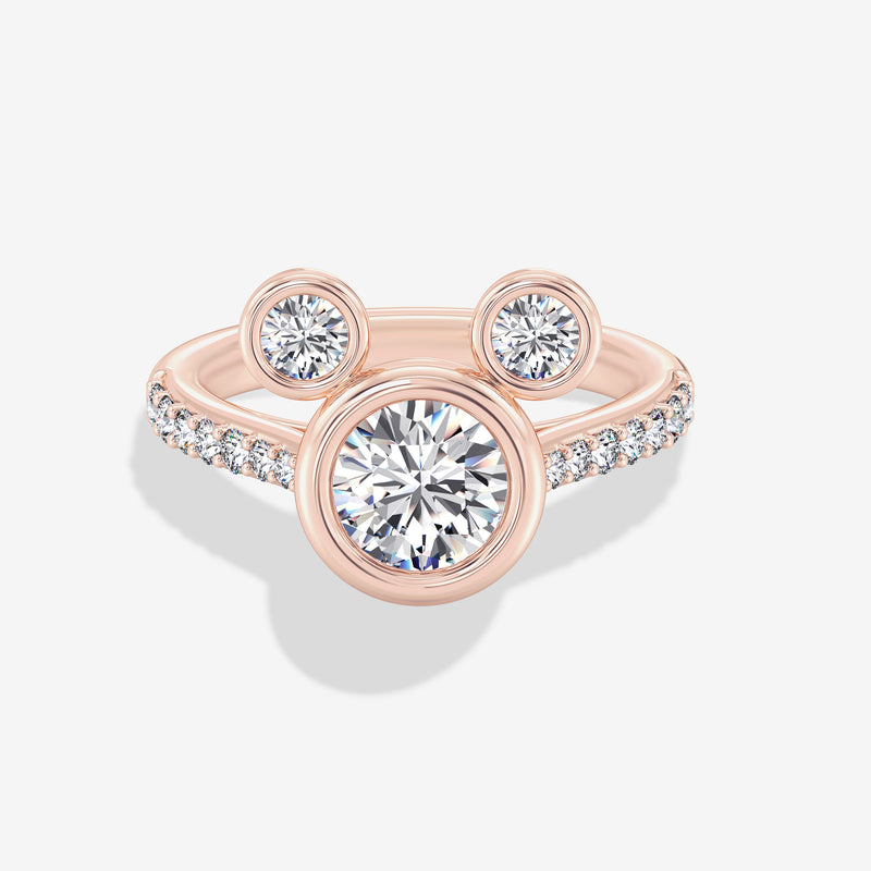 Mickey Mouse Women's Engagement Ring with Lab Grown Diamonds in 14K Gold 