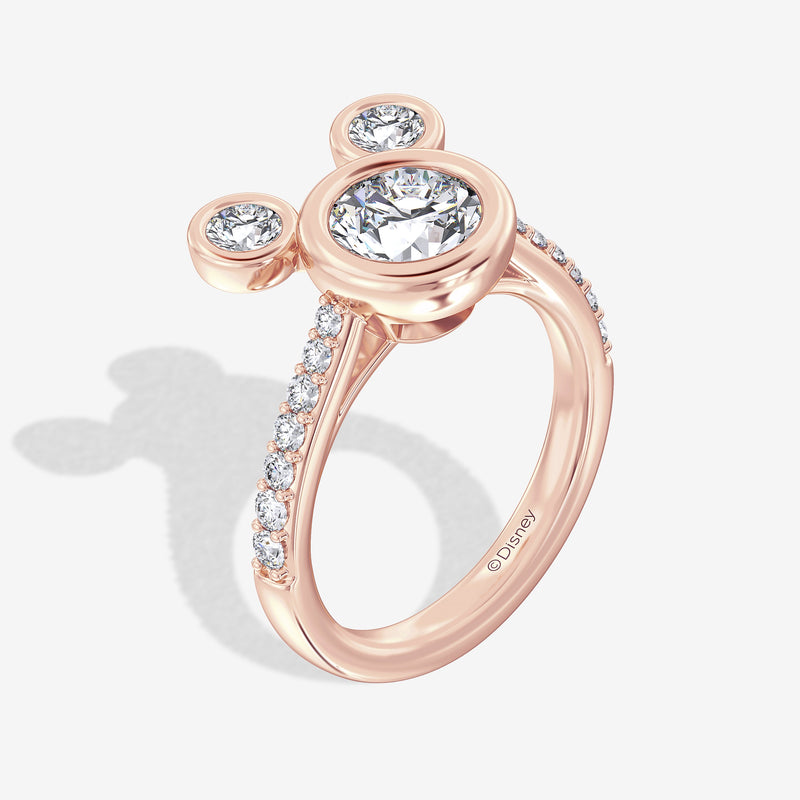 Mickey Mouse Women's Engagement Ring with Lab Grown Diamonds in 14K Gold 