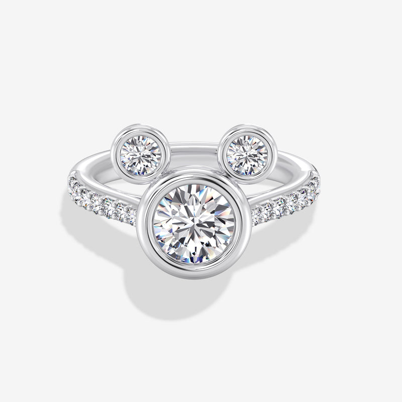 Mickey Mouse Women's Engagement Ring with Lab Grown Diamonds in 14K Gold 