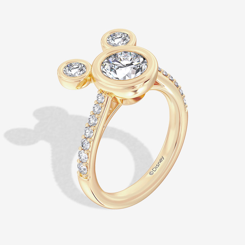 Mickey Mouse Women's Engagement Ring with Lab Grown Diamonds in 14K Gold 