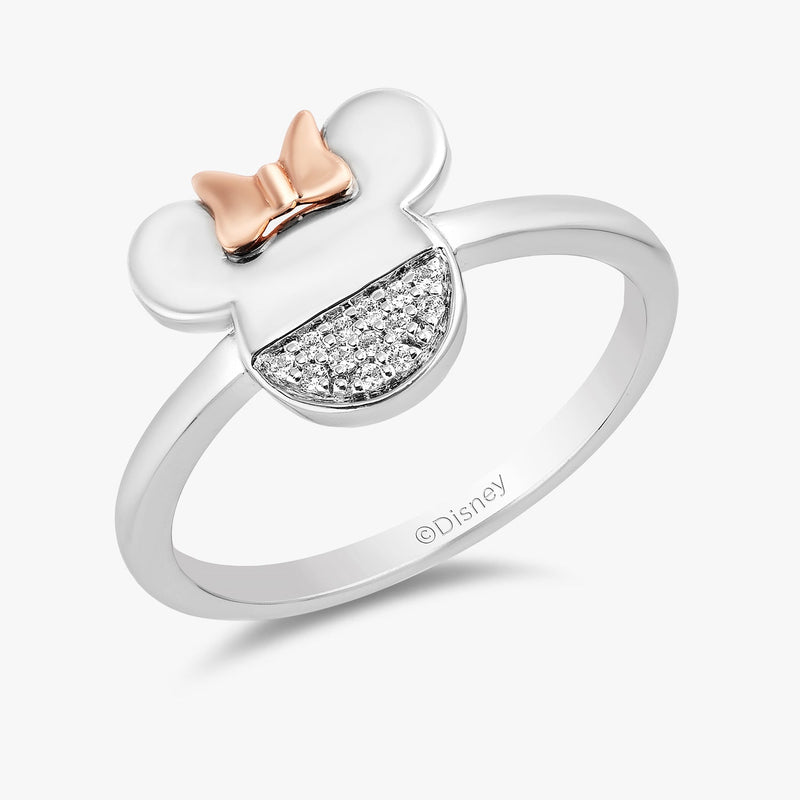 Women's Ring with 1/20 CT.TW. White Diamonds in 14K Rose Gold over Sterling Silver 