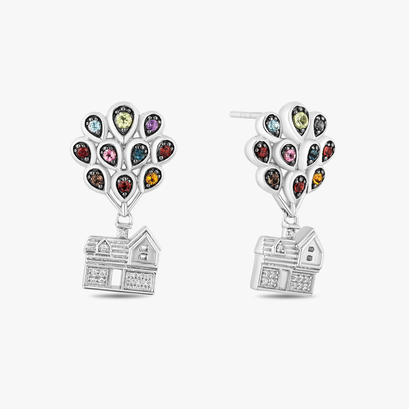 Women's Earrings with Peridot, Garnet, Citrine, Amethyst, Swiss Blue Topaz, Pink Tourmaline, London Blue Topaz, Smoke Quartz and 1/20 CT.TW. Diamonds in Sterling Silver and Black Rhodium 