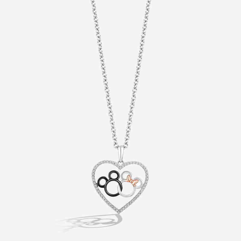Women's Necklace with 1/6 CT.TW. Diamonds in 14K Rose Gold over Sterling Silver and Black Rhodium 