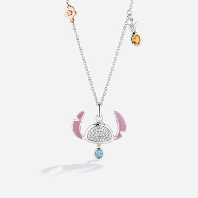 Disney Stitch Inspired Enamel, Pink Sapphire & Diamond