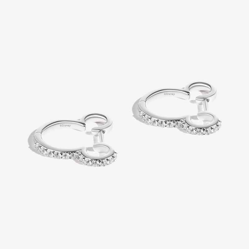 MICKEY MOUSE Vanilla Ice Women's Hoop Earrings with White Topaz in Sterling Silver 