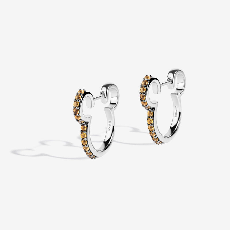 MICKEY MOUSE Lemon Sensation Women's Hoop Earrings with Citrine in Sterling Silver 