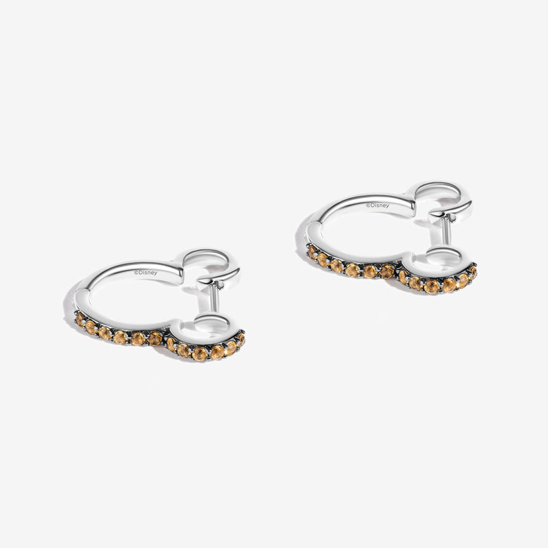 MICKEY MOUSE Lemon Sensation Women's Hoop Earrings with Citrine in Sterling Silver 
